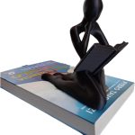 Estátua Decorativa Minimalista, Leitor com Livro, Escultura Moderna para Decoração (Preto)
