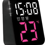 Relógio Digital de Mesa e Parede Mini Despertador Display Led Luz Noturna USB ou Pilha Temperatura Quarto (ROXO)