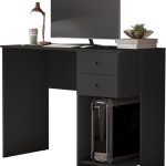 Escrivaninha Mesa de Computador com 2 Gavetas e Suporte para CPU/Gabinete - Ideal para Estudo Trabalho e Escritório (Preto)