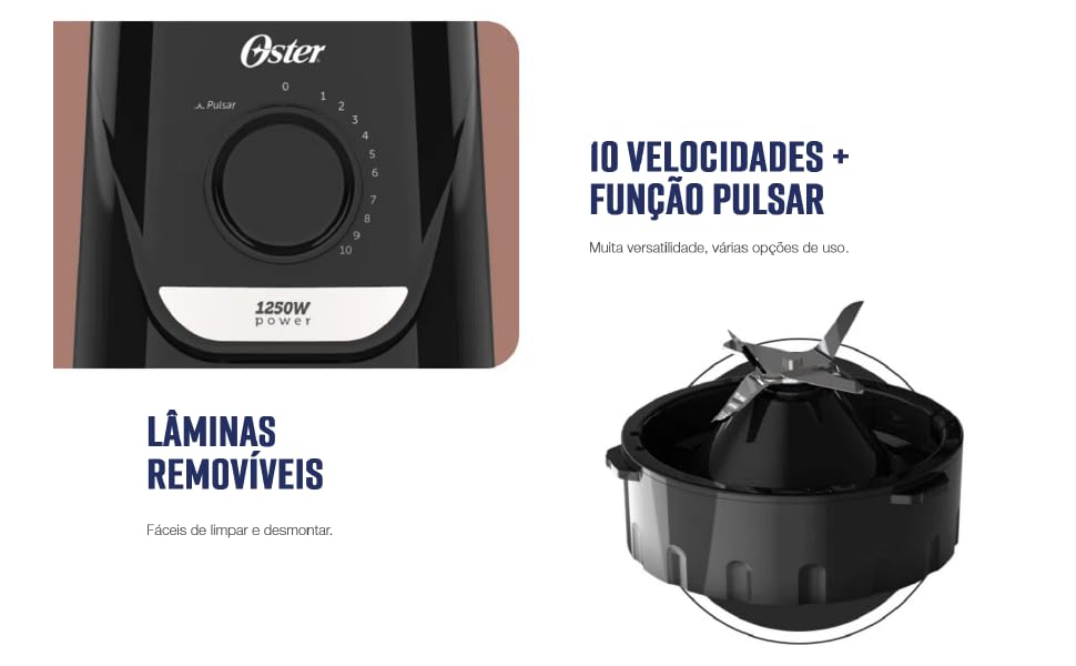 Liquidificador Power Oster Preto 2,2l 127V