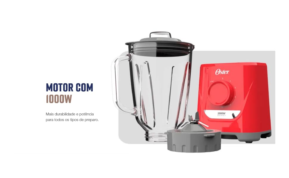 Liquidificador Oster, 110v, 1000W, Vermelho 