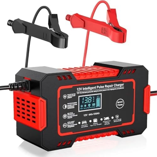 Carregador De Bateria De Carro Inteligente Automotivo 12V Bi-volt com Display Digital Ideal Para Carros, Motos, Caminhões Proteção Contra Sobrecarga PREMIUM