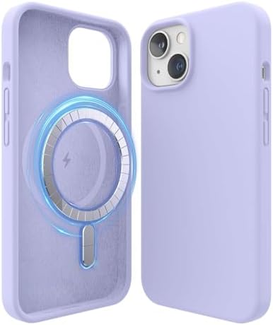 BEMMY Capa Capinha Para iPhone, Capa de Silicone Líquida Magnética para iPhone Compatível com Mag-safe (Roxo-14)