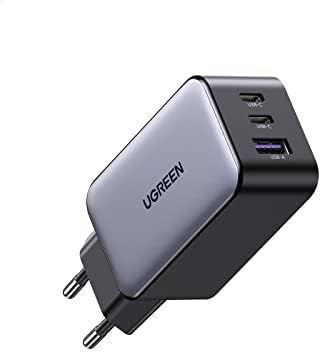 UGREEN Carregador 65W USB C - Fonte de Alimentação USB Tipo C - Carregador de 3 Portas - PD Rápido GaN - Suporta 20W USB C - Compatível com MacBook Pro/Air, iPhone 15/14/13/11 iPad, Samsung, XiaoMi