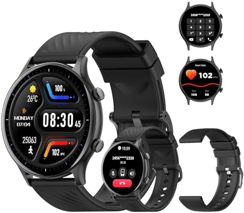 PEJE ZW04 Relogio Smartwatch,1.39" Tela HD Touch,Relógio Smartwatch com Alexa,Ligações Bluetooth,123+ Modos Esportivos,Notificações Inteligentes,Compatível com iOS/Android, Inclui 2 Pulseiras. (Preto)