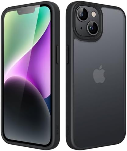 JETech Capa Fosca para iPhone 14 6,1 Polegadas, Case Proteção Contra Quedas de Grau Militar à Prova de Choque, Capinha Traseira Translúcida Fosca para Telefone, Anti-Impressão Digital (Preto)